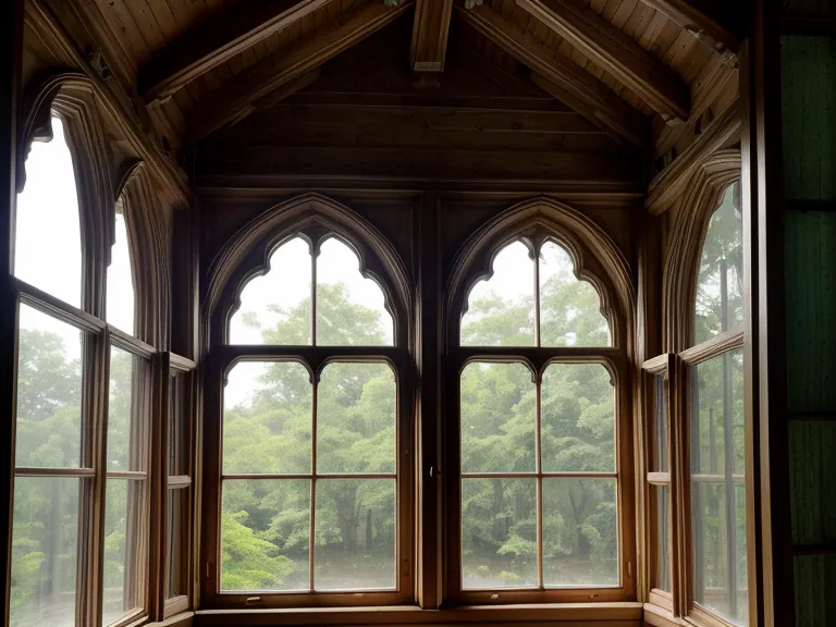 Fenster mit Regentropfen und Blick auf einen Park in Potsdam, Sinnbild für innere Ruhe und Ahnenarbeit im Alltag, daneben alte Bücher.