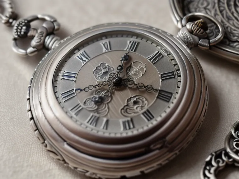 Nahaufnahme von Händen, die ein Erbstück – eine antike Taschenuhr – für die energetische Reinigung über dem Schreibtisch halten.