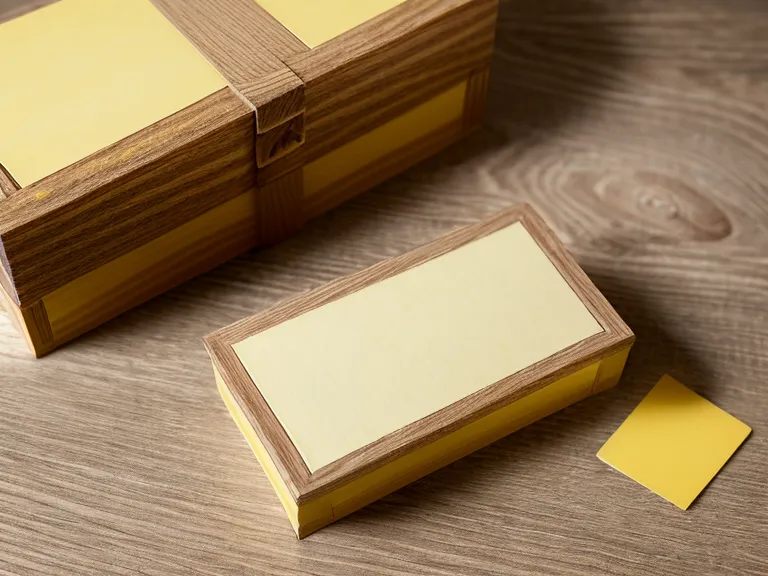 Gelber Karteikasten mit handschriftlichen Notizen zur Ahnenarbeit und Familiengeschichte