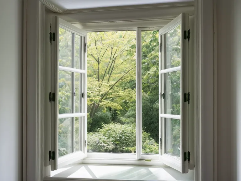Blick aus einem Fenster in Potsdam auf den Sanssouci-Park mit Büchern auf der Fensterbank – energetische Blockaden in der mütterlichen Ahnenlinie reflektieren.