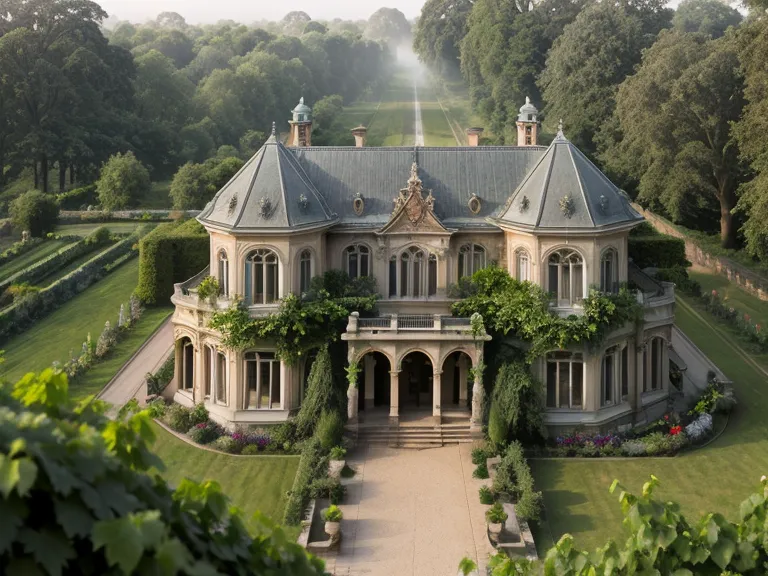 Blick aus einer Potsdamer Wohnung auf die Weinbergterrassen von Sanssouci im Morgennebel – Ahnenarbeit-Perspektive
